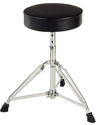 XDrum Schlagzeughocker Pro (doppelstrebig, Höhenverstellbar 50-64cm, Dreibeinig mit Gummifüßen, zusammenklappbar, stabil)