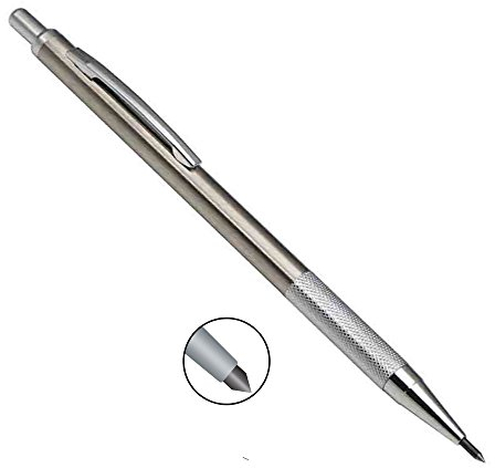 STEINLE R10 Reißnadel aus Hartmetall Druckbleistift 146 mm in Kugelschreiberform inkl. Clip mit Fallmechanik Spitze austauschbar