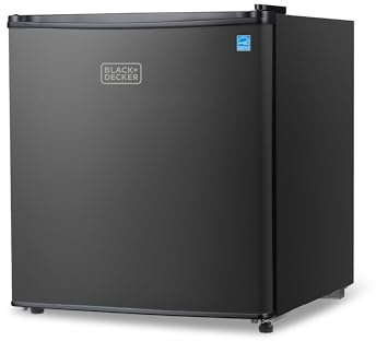 BLACK+DECKER 1.7 Cu. Ft. Compact Refrigerator, ENERGY STAR Certified, Single Door Mini Fridge with Chiller Compartment, Personal Fridge for Home or Dorm Room, R600a Refrigerant, BCRK17B, Black