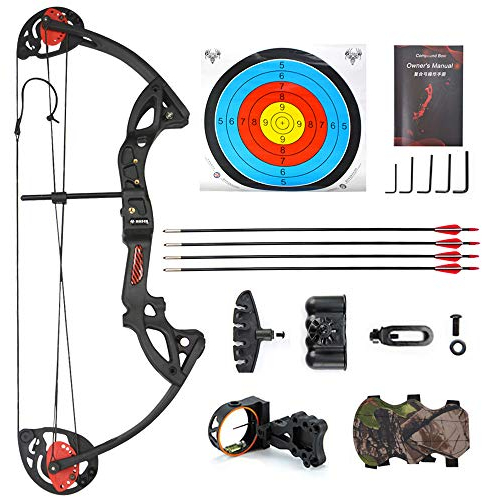 ZSHJG 15-29 lbs Compound Bogen und Pfeil Set Anfänger Komplettes Compoundbogen Pfeil Paket Set Bogenset 260fps Compound Bogen Kit für Anfänger (Schwarz)