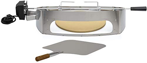 BBQ-TORO Kit de Anillo para Pizza I Pincho Giratorio I Acero Inoxidable I para Weber Serie Q200/Q2000 I Pincho con Motor I Pala I Piedra