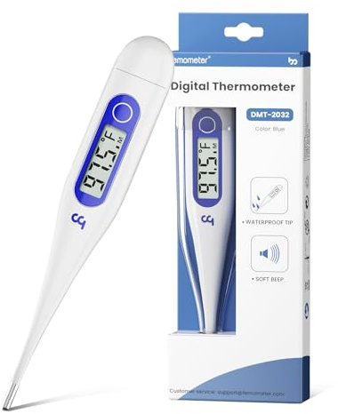 Femometer Thermometer for Adults and Kids, Digital Thermometer with Fever Alert, Memory Recall, C/F Switchable, for Oral, Rectal or Under Arm Use, Klein Blue