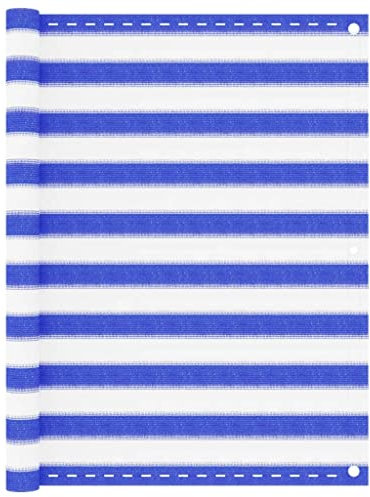 vidaXL Balkon Sichtschutz Bespannung Terrasse Windschutz Sonnenschutz Balkonbespannung Balkonverkleidung Balkonsichtschutz Blau Weiß 120x600cm HDPE