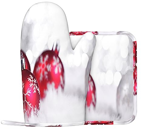 Palle di Natale Guanti Da Forno E Supporti Pentola Resistente Al Calore 2pcs Set BBQ Guanti E Pastiglie Per Cottura Cottura Grigliare