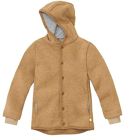 Disana Walk-jacka, 100 % ekologisk merinoull GOTS, IVN Best | med huva | baby småbarn barn unisex | Tillverkad i Tyskland, Karamell, 74-80