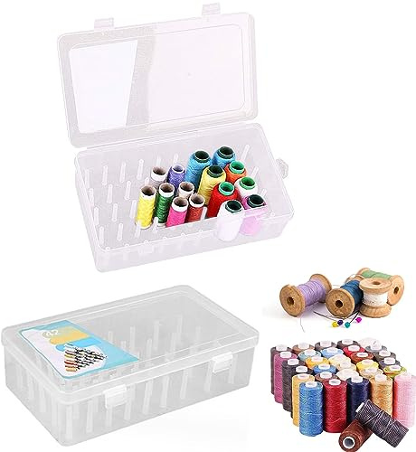 yeemeen Nähgarn Aufbewahrung, 2Pcs Näh Organizer, Garnbox für 42 Garnrollen Praktische,Stickgarn Organizer