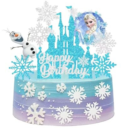 Dinghaole 8 Pcs Frozen Cake Toppers - Cake Toppers For Girls, Snowflake Cartoon Birthday Cake Decorations