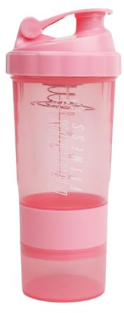 Generisk Phoenix Fitness Protein shaker-flaska med förvaringsfack, läckagesäker, BPA-fri, lätt att rengöra, för pulvershakes, kosttillskott, vitaminer och snacks, 500 ml (rosa)