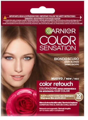 Garnier Color Sensation Retouch Ritocco pour coloration des racines des cheveux sans ammoniaque en seulement 10 minutes (blond foncé, 1 unité)