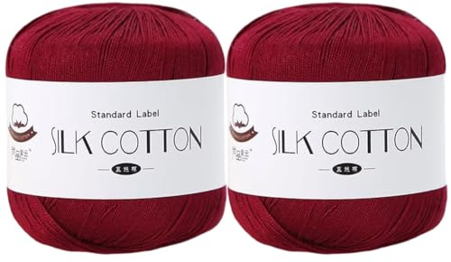 Bakermiche 2 x 50 g silkesbomullsgarn, medeltjocklek, 30 färger, idealisk för virkning, stickning, gör-det-själv-vävning, handbroderi