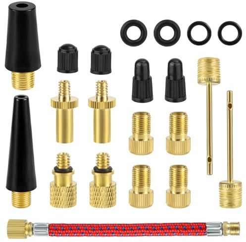 Fahrradventil Adapter Set, 21er Alle Ventiladapter Fahrrad,Autoventil Adapter und Französisches Ventil Adapter,Autoventil Adapter, Ventiladapter für Ballnadel Luftpumpe und Kompressor mit Sortierbox