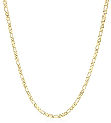 Esrael Mens Gold Chain 3mm Gold Chain Neckalce for Men Women Stainless Steels Figaro Necklace Chains Mens Womens Chains Neckalces Jewelry Gifts 20 Inch