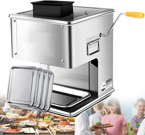 Cortafiambres, Cortadora De Fiambre, Cortadora de carne, máquina cortadora de carne con bandeja de acero inoxidable, puede ser eléctrica, puede ser manual, juego de cuchillos desmontables(5mm)