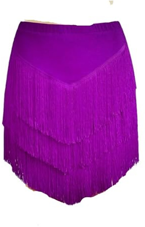 Vestidos Baile Latino Vestido de baile latino for mujer, falda con flecos, ropa de baile Irregular en forma de V for niña, vestidos de talla grande 5XL for adultos con borlas verdes y negras(Purple,S)