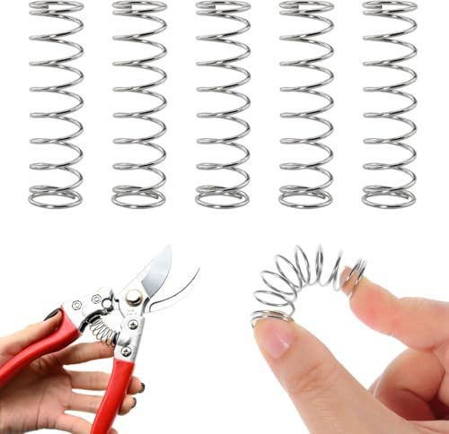 PYEUIFT 5 Pezzi Molle Di Ricambio Per Cesoie Da Giardino, Molla di Ricambio per Forbici da Potatura, Lunghezza 50 mm, Diametro Foro 12,8 mm, Adatta a Attrezzi da Giardino Professionale e Gardeners