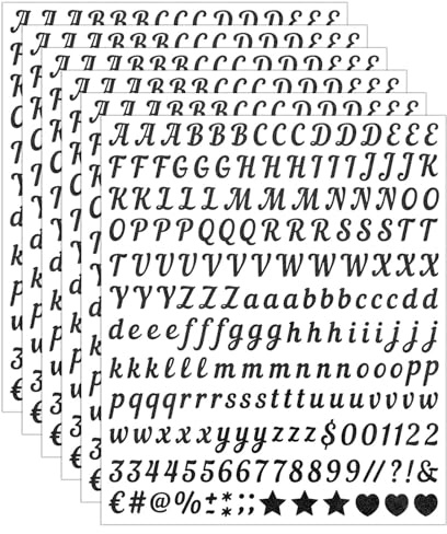 Calkkrer 6 Pezzi Adesivi Lettere Nere, Lettere Minuscule in Vinile Autoadesivo, Adesivi ABC per Fai-da-Te, Scrapbooking, Etichette Decorazione