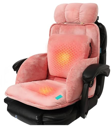 Coussin Chauffant USB, Coussin de Siège Chauffant pour Chaise de Bureau, Grand Chauffe Dos pour le Dos Lombaires Hanches et les Cuisses(Pink)