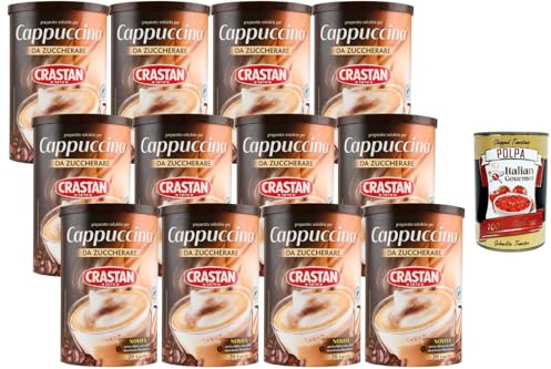 Italian Gourmet - Crastan - Cappuccino Soluble à Sucrer 12x250g 3kg Boisson Chaude Instantanée Crémeuse Goût Café Mousseux Format Économique Pour Environ 240 Tasses + Italian Gourmet Polpa