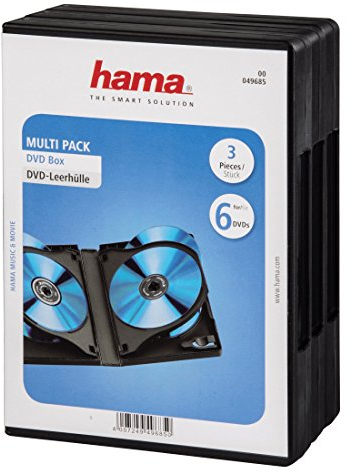 Hama Boîtier Standard (pour 6 DVD, Convient également aux CD et disques Blu-Ray, avec Film pour l'insertion de la Jaquette, Lot de 3) Noir
