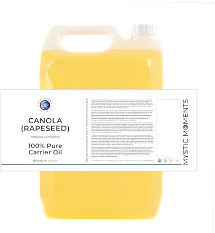 Mystic Moments | Canola (Raps) Olio vettore da 5 litri – Olio puro e naturale perfetto per capelli, viso, unghie, aromaterapia, massaggio e diluizione dell'olio vegano, privo di OGM