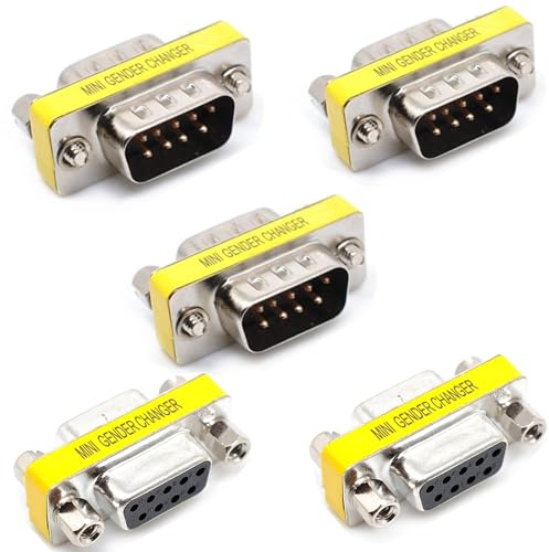 Oiyagai 5 Pezzi Adattatore Accoppiatore Cambio di Genere DB9 RS-232 a 9 Pin (da Maschio a Femmina)