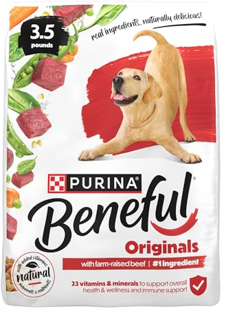 Purina Beneful Originals With Farm-Raised Beef Natural Dog Food Dry Recipe With Added Vitamins, Minerals and Nutrients - (Pack of 4) 3.5 lb. Bags