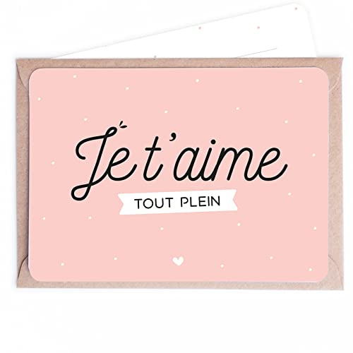 Manahia Carte d'Amour - Je t'aime tout plein - Livrée avec Enveloppe Kraft - Cadeau Amoureux, Mon Chéri - Saint Valentin - Carte Ma Chérie, Anniversaire Couple, Je t'aime, Mon Amour