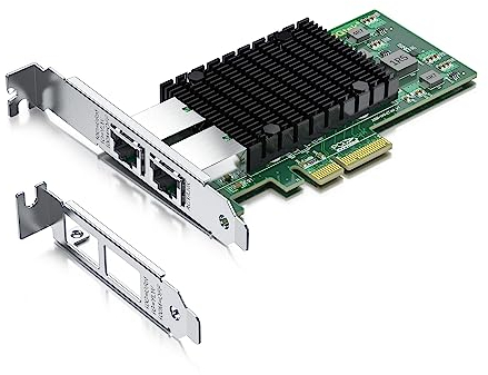 H!Fiber.com 10G NIC,2 Ports RJ45,10GbE Ethernet Network Card,SPEC Compatible to X550-T2,with Intel X550-AT2 Controlle,Support Windows Server/Linux/VMware (not Support X11, MAC)