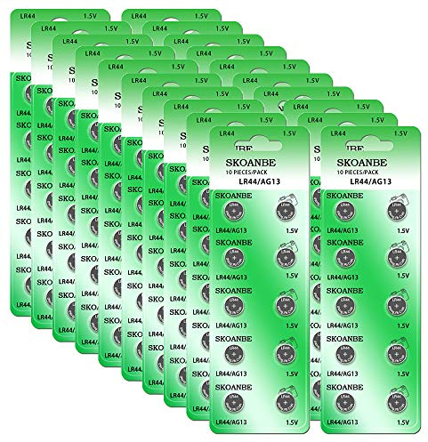 SKOANBE 200PCS LR44 AG13 L1154C 303 357 D357H 1.5 Volt Button Coin Cell Batteries