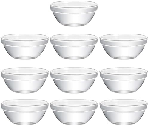 UPKOCH Set Di 10 Piccole Ciotole Impilabili in Vetro Resistenti Al Calore 1.5 Oz Per Dessert Insalata Budino Salsa Cucina Casa