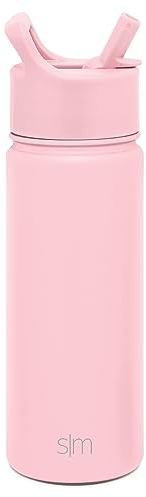 Simple Modern Borraccia Termica con Cannuccia per Bambini | Bottiglia Acqua in Acciaio Inossidabile Isolato per Sport e Palestra | Summit | 530ml | Blush
