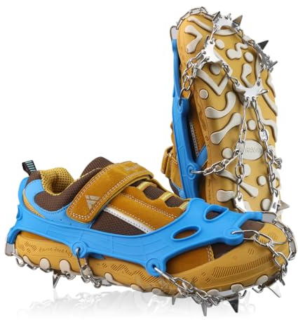 Stainless Steel Anti Slip Traction Cleats for Kids - Ice & Snow Grips for Hiking, Walking, Fishing & Climbing