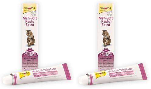 GimCat Malt-Soft Extra, Pasta con Malta- Anti-Hairball Snack para Gatos favorece la excreción de Bolas de Pelo - 1 Tubo (1 x 200 g) (Paquete de 2)