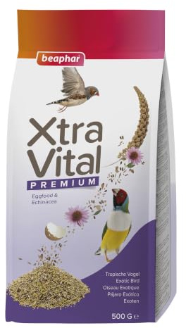 Beaphar Xtravital Aves Exóticas - Alimentación Premium - Contiene Semillas y Cereales - Fortalece su Sistema inmunológico - Proporciona un Plumaje denso y Mantiene en Buena Salud - 500g