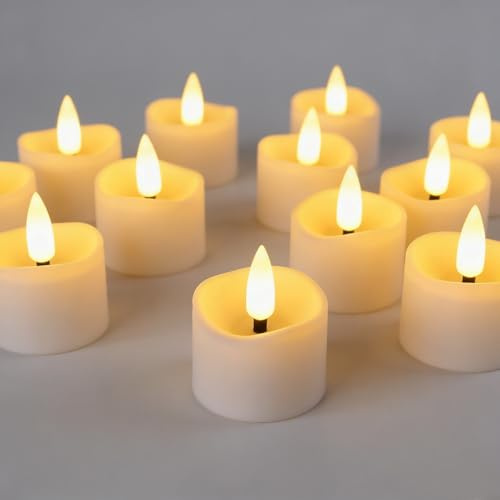 Yakpo Lot de 48 bougies chauffe-plat LED à minuterie à piles sans flamme vacillante - Bougies électriques artificielles pour l'extérieur, Noël, Halloween, décorations de citrouille
