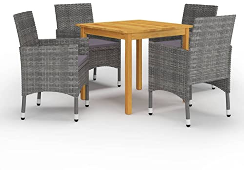 KTHLBRH Juego de muebles de jardín, muebles de balcón, 5 piezas, color gris