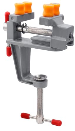 Treki Piccola morsa da tavolo universale con morsetto per banco da lavoro, mini morsa a mano per modellismo, gioielli, riparazione fai da te, larghezza ganasce: 0-30 mm, apertura alare: 35 mm