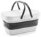 Avilia Faltbarer Picknickkorb mit Ablagefläche – Faltbarer Korb für Strand und Camping, aus Polypropylen, 16 l, Weiß und Grau, 47,3 x 9 – 24,5 x 29 cm