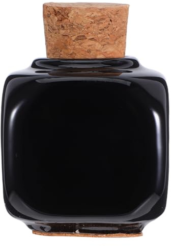 Beatifufu Bouteille de liquide de manucure en porcelaine avec couvercle en liège - Mini bocaux avec couvercles - En céramique - Bouteille de poudre liquide - Gobelet transparent en bambou