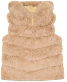 QUEEN HELENA Pellicciotto Smanicato Caldo Giacca Invernale Casual Elegante Donna PLC03-1 (IT, Testo, Taglia unica, Regular, Regular, Standard, Khaki)