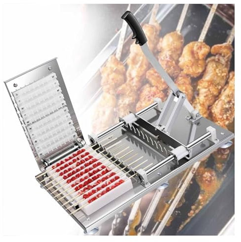 Máquina de pincho de oveja de acero inoxidable Manual, máquina de pincho de carne de hilo de bamb, máquina de pincho de carne multifuncional