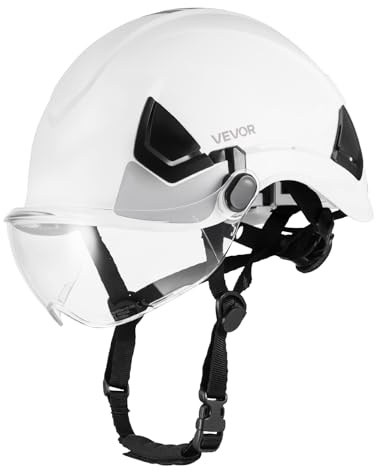 VEVOR Casque de Sécurité Industriel, Casque de Protection Certifié ANSI/ISEA Z89.1, Ventilé et Réglable, Rigide en ABS, avec Visière et Suspension à Cliquet 6 Points, pour Construction Chantier