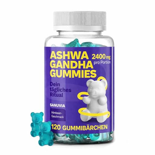 Ashwagandha-godisar 2400 mg – 120 stycken | Hög styrka 30:1 Ashwagandha-rotextrakt | Stresslindring, sömn- och humörstöd | Vegansk, gelatinfri, hallonsmak