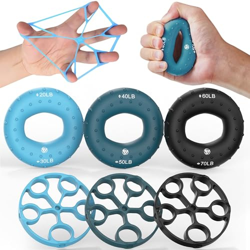 FUNFLEX Griffkraft Trainer Set Unterarmtrainer Handtrainer Fingertrainer Fingerstrecker Finger Grifftrainer - Grip Ring Hand & Unterarm Training
