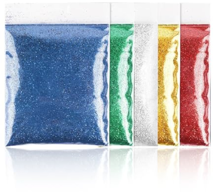 YUVKIN 100g Glitter Ultra Fine per Fai da Te, Natale, Candele, Unghie, Viso, Biglietti, Artigianato e Nail Art (Rosso, Oro, Argento, Verde, Blu)