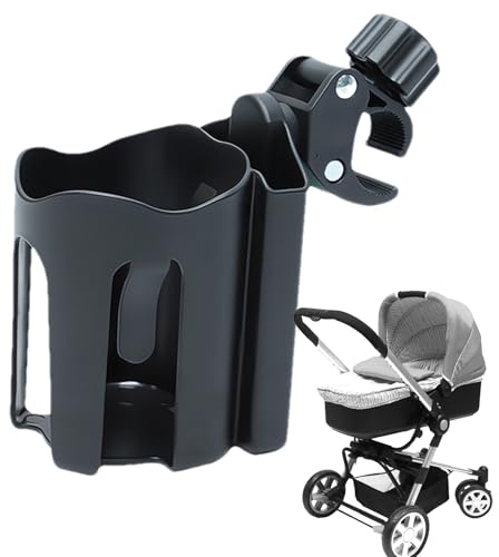Porte-gobelet Rotatif à 360° – Fixation Flexible pour Tasse de Poussette, Support de Bouteille sécurisé | Organisateur de Noir pour vélos, Support de Protection Anti-Inclinaison pour Boissons