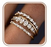 FUNEIA Stackable Gold Silver Rings for Women Non Tarnish Dainty 14K Gold Plated Stacking Cubic Zirconia Thumb Ring Set Trendy Statement Promise Wedding Bands Engagement Rings Size 6 7 8 9 10