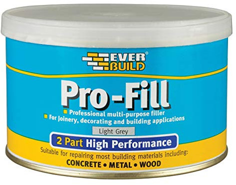 Everbuild Pro Fill | 2-Part High Performance, Professional, Multi Purpose Filler for Joinery, Decorating & Building Applications - Light Grey - 500g