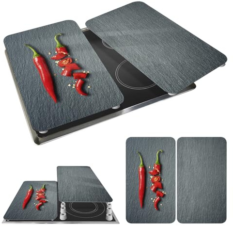 WENKO Placas protectoras para cocina Mod Cayena, ajustable en altura para todo tipo de cocinas, tabla de cortar y protector contra salpicaduras, vidrio, 30 x 52 cm, juego de 2