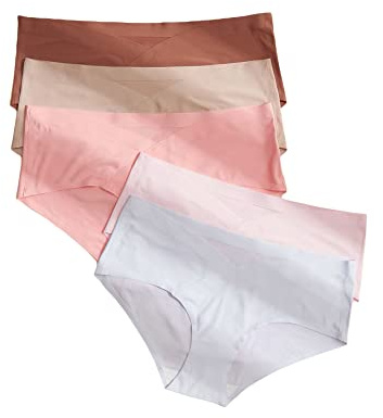 SHEWHE Women's Seanless Maternity Underwear Pregnancy Panties Breathable No Show Briefs 5 Pack